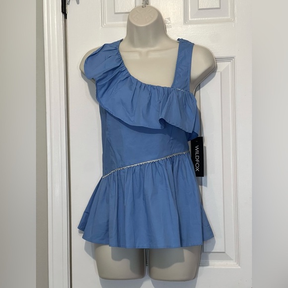 Wilfox Ruffle Laurent Blouse, Beaded Design,  Size Medium, NWT - Picture 11 of 11